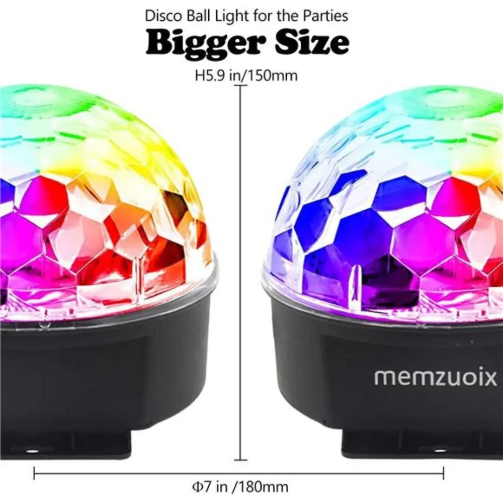 Disco Ball Dj Strobe Light with 6 Colors, Sound Activated,( 7'' Big Size)